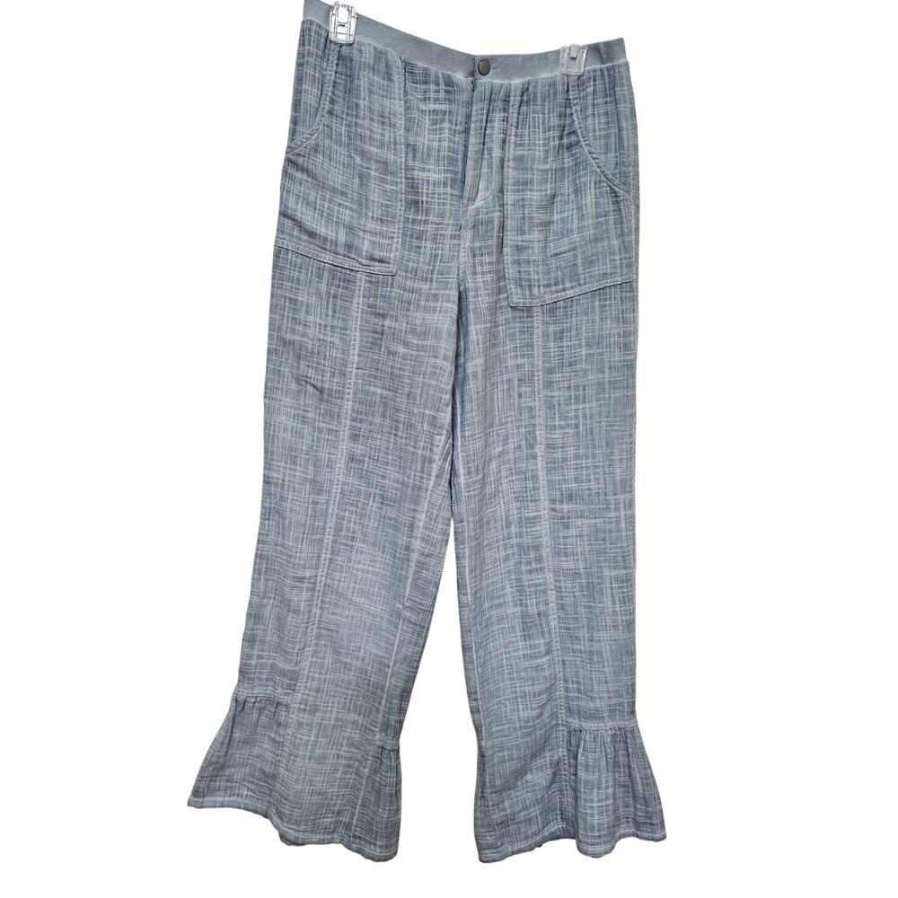Soft Surroundings Sm Gauzy Gray blue Ruffled bottom. Boho.‎ Lightweight. Coastal